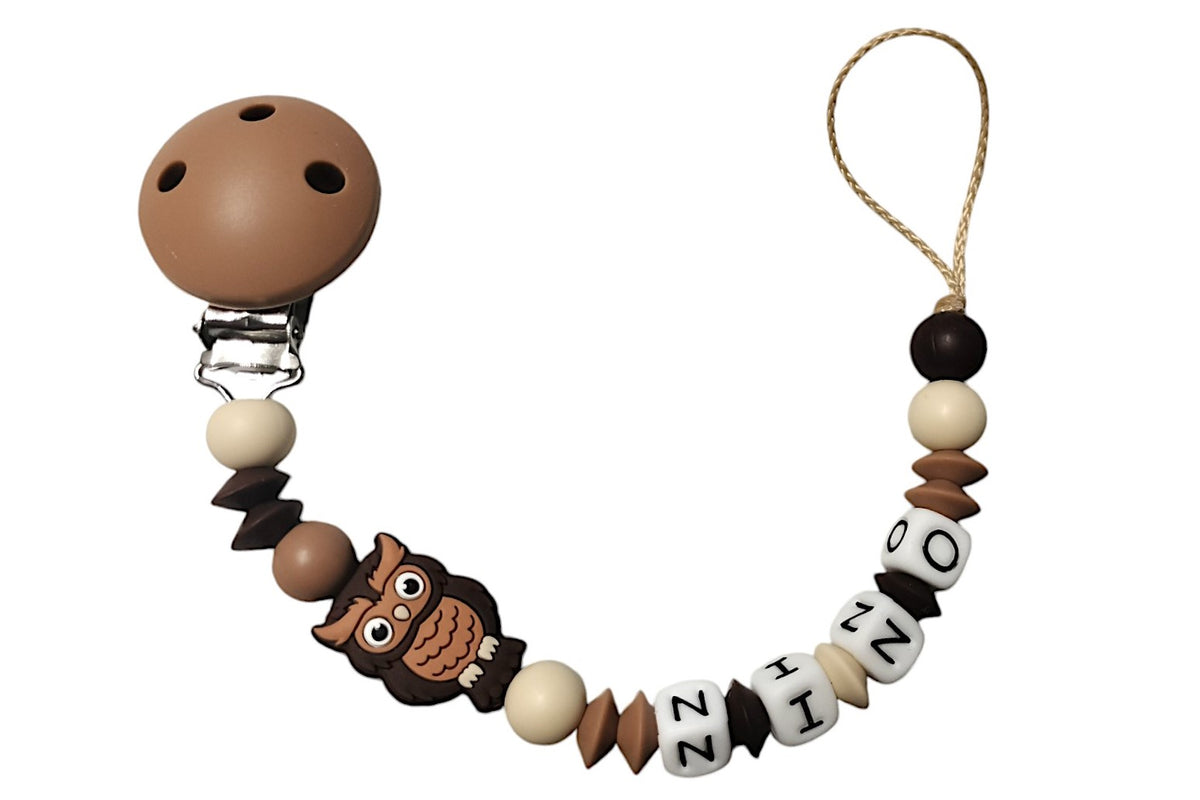 Nuggikette Silicone avec nom Uhu Camel: Brown
