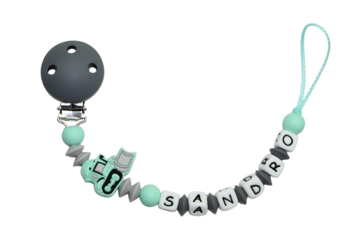 Nuggikette Silicone avec nom Encavateur Gris foncé: menthe