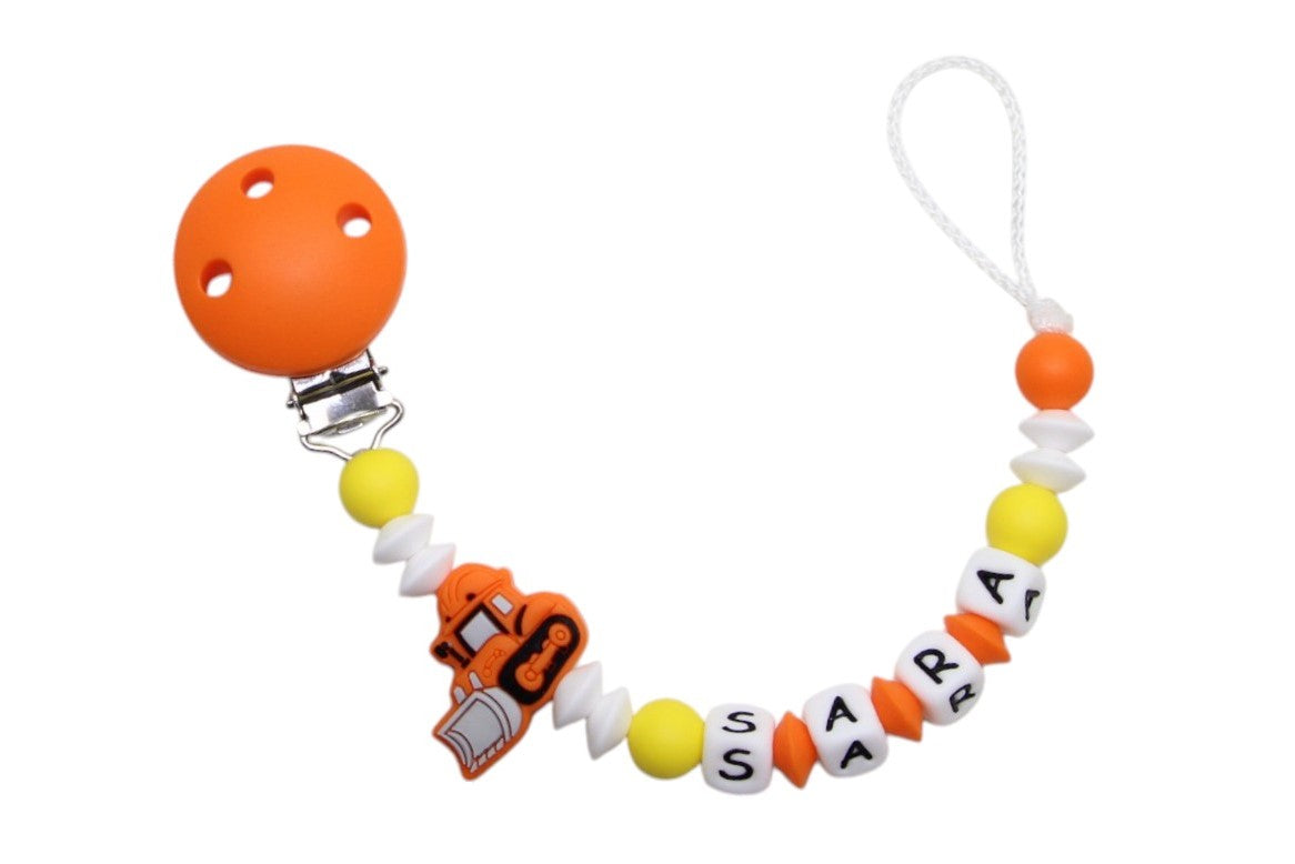 Nuggikette Silicone avec nom Encavator Orange: Jaune