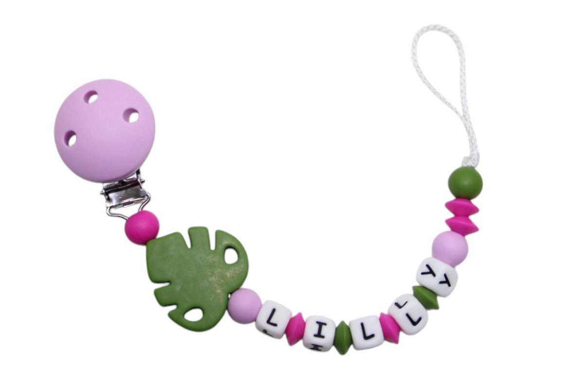 Nuggikette Silicone avec feuille de nom Lilac: Green de l'armée