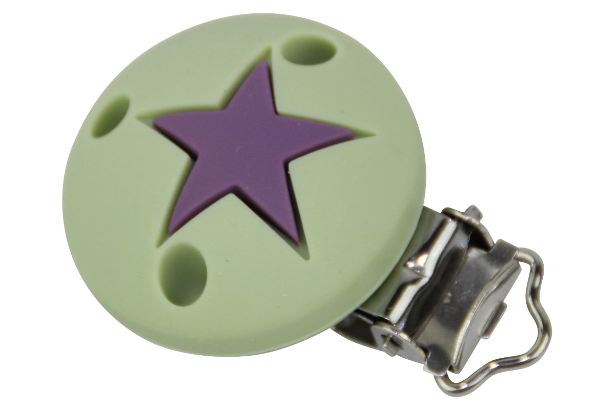 Befestigungsclip mit Sternmotiv in der Farbe lindgrün
