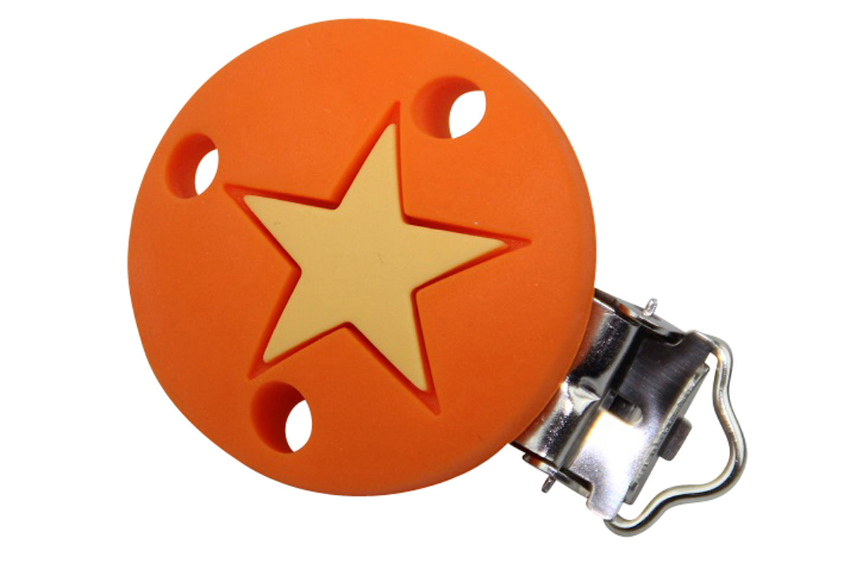 Befestigungsclip mit Sternmotiv in der Farbe orange