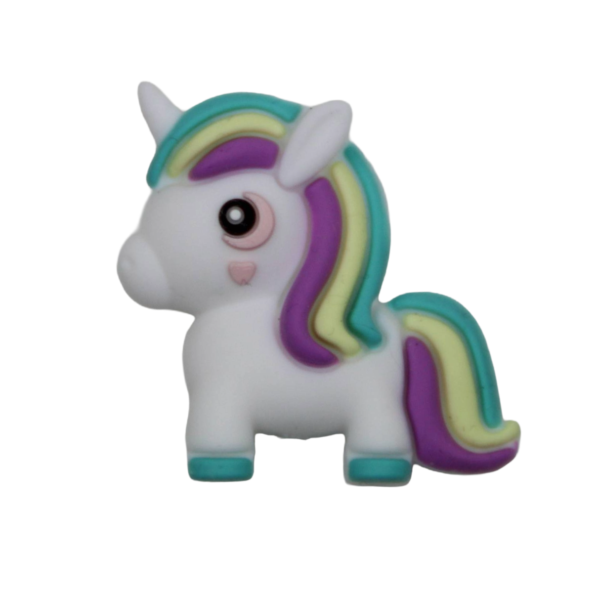 Bastelperle aus Silikon in 3D Einhornform in der Farbe purple