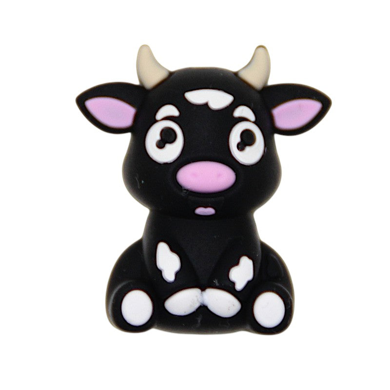 Bastelperle aus Silikon in 3D Kuhform in schwarz