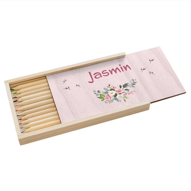 Stiftebox Holz Floral