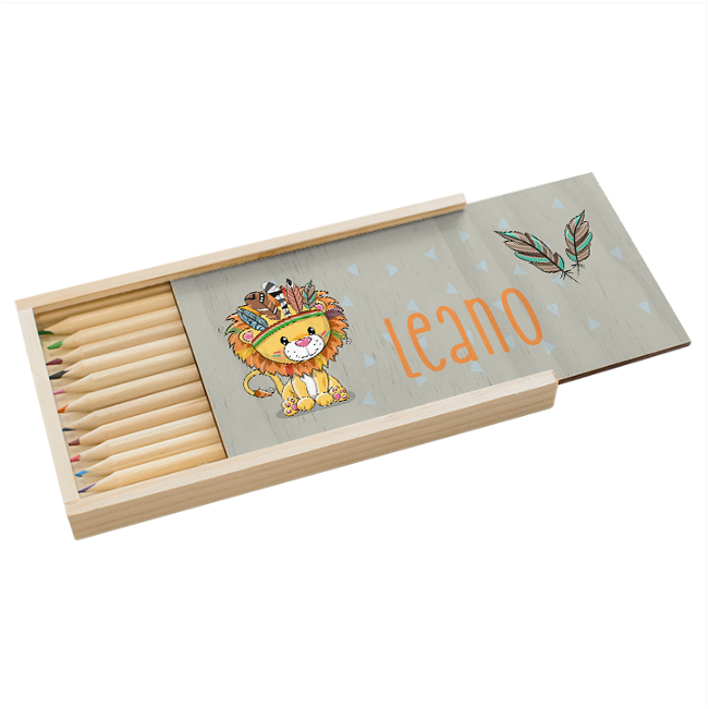 Stiftebox Holz Löwe