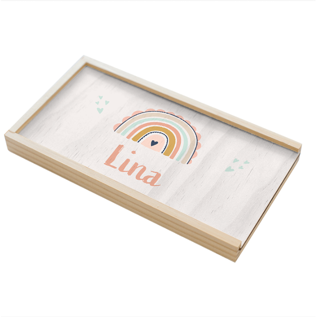 Stiftebox Holz Regenbogen