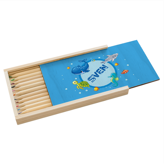 Stiftebox Holz Unterwasserwelt
