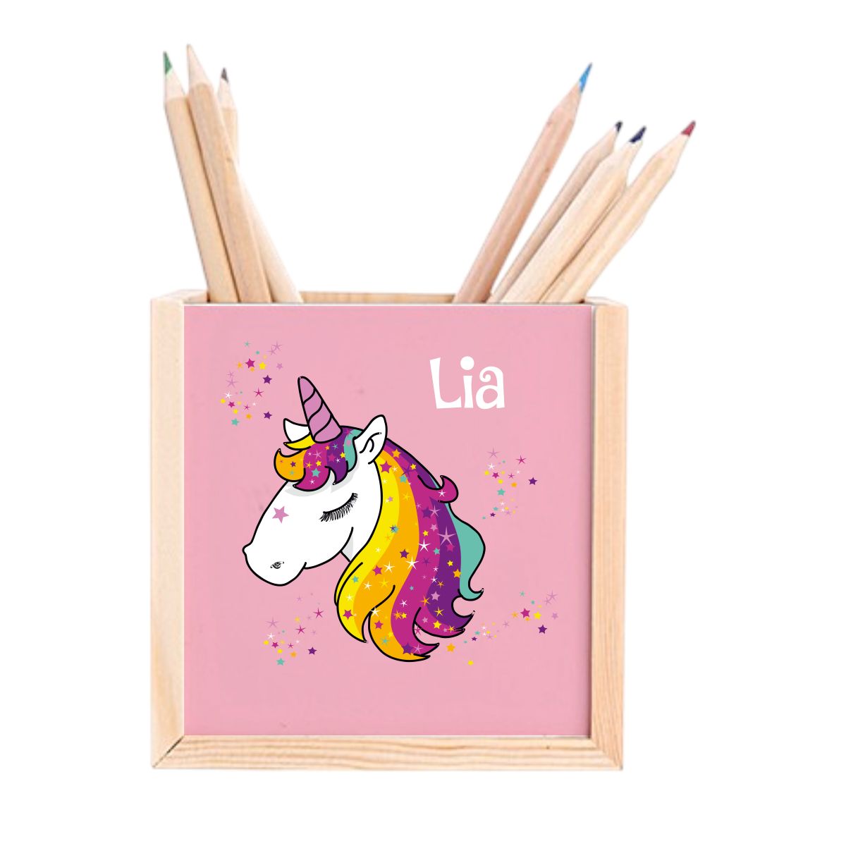 Pencil holder unicorn head star