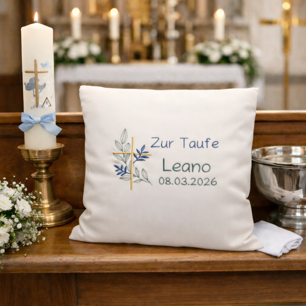 Taufkissen Kreuz nachtblau