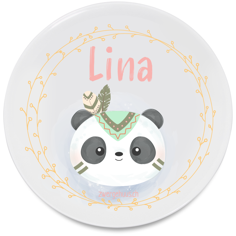 Teller flach Panda