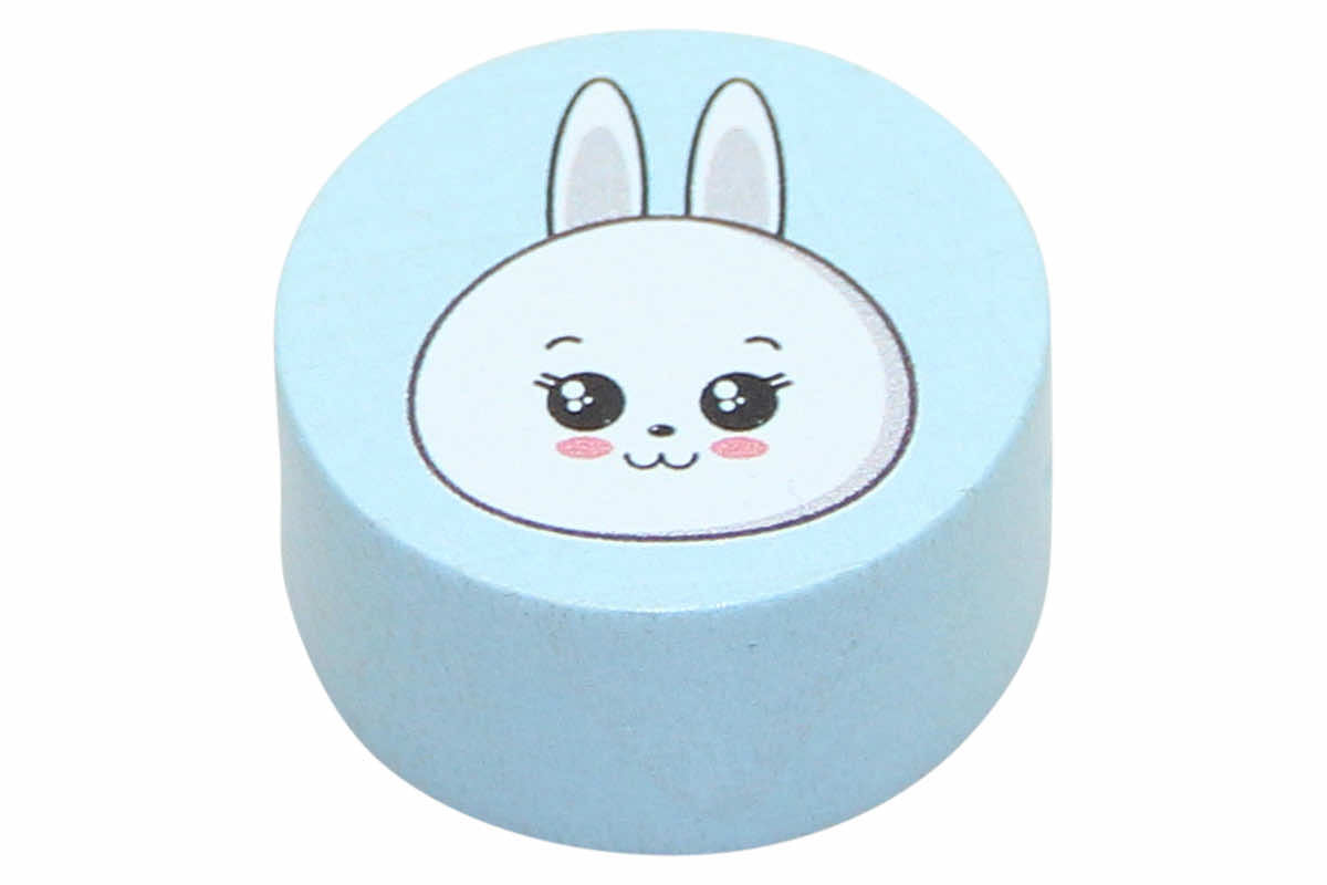 Motivperlen Scheibchen Tierköpfe babyblau