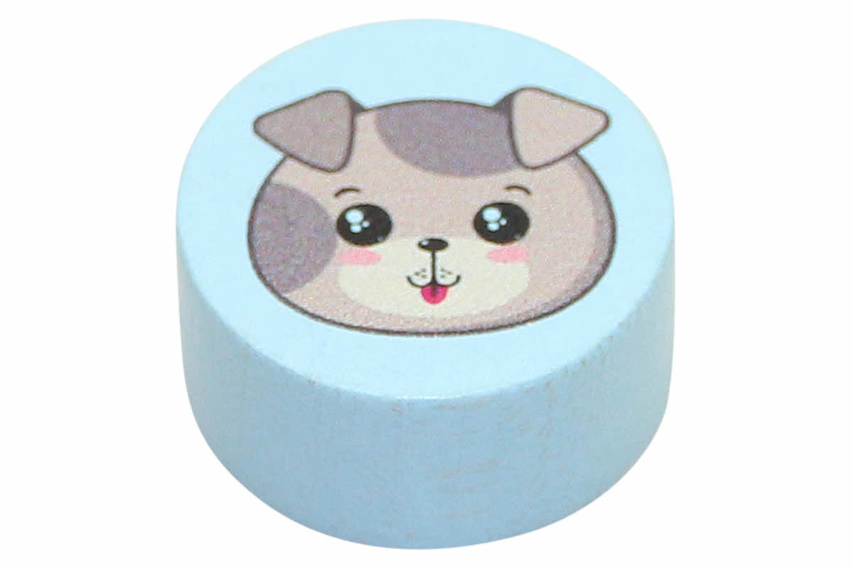 Motivperlen Scheibchen Tierköpfe babyblau
