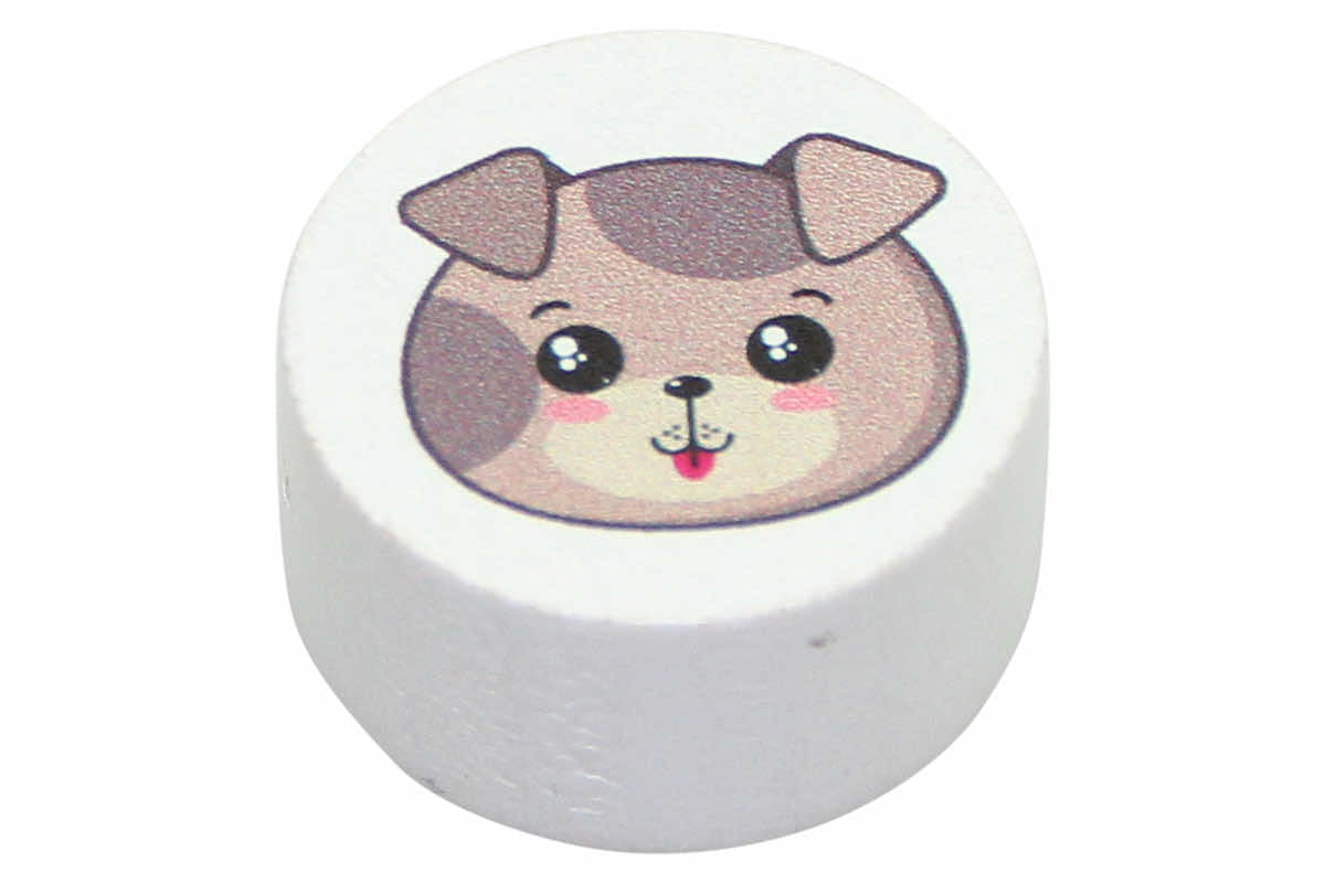 Perles de moteur tranches de têtes d'animaux blanches: gris