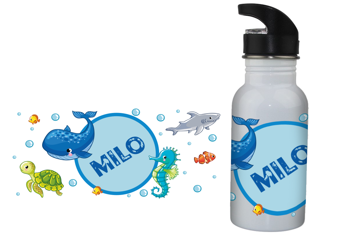 Drinking bottle underwater world