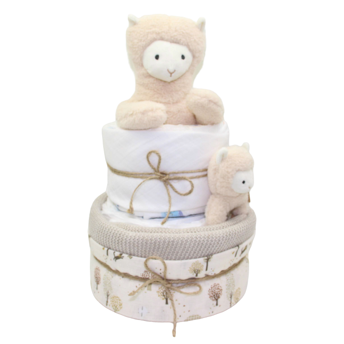 Diaper cake "Hello world" turquoise tones