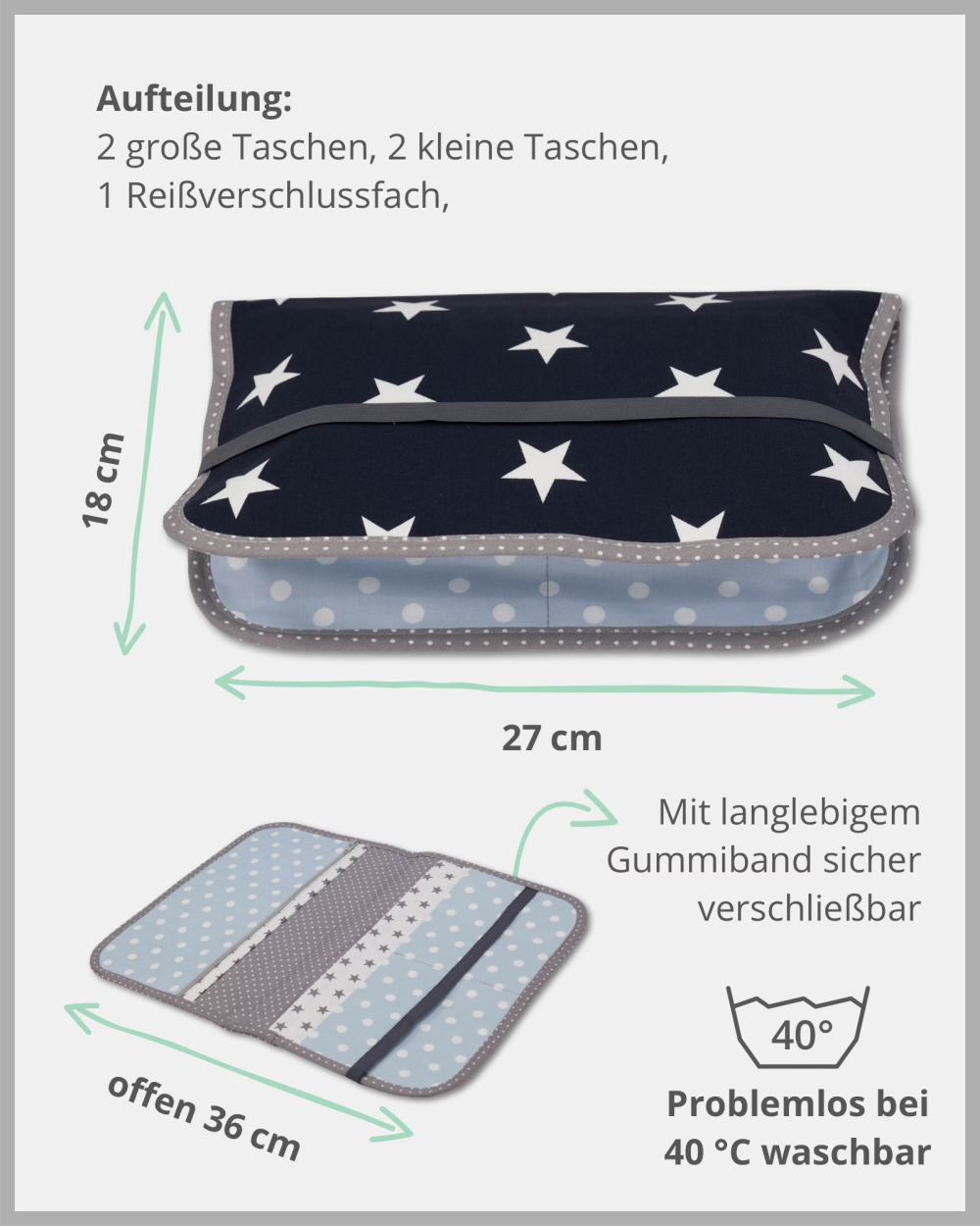 Windeltasche Sterne blau