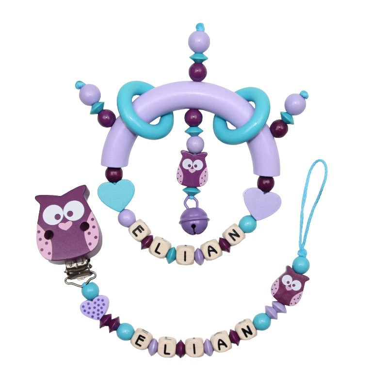 Geschenkset Eulen dunkelviolett:türkis