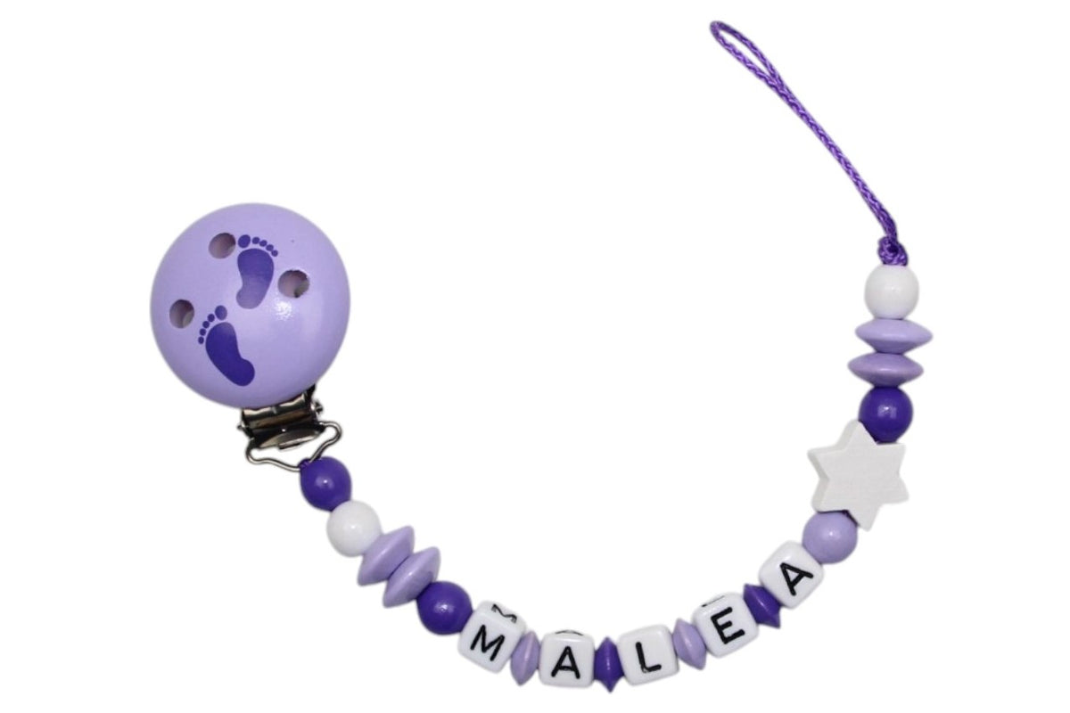 Nuggikette avec nom Astérisques Lilac: blanc