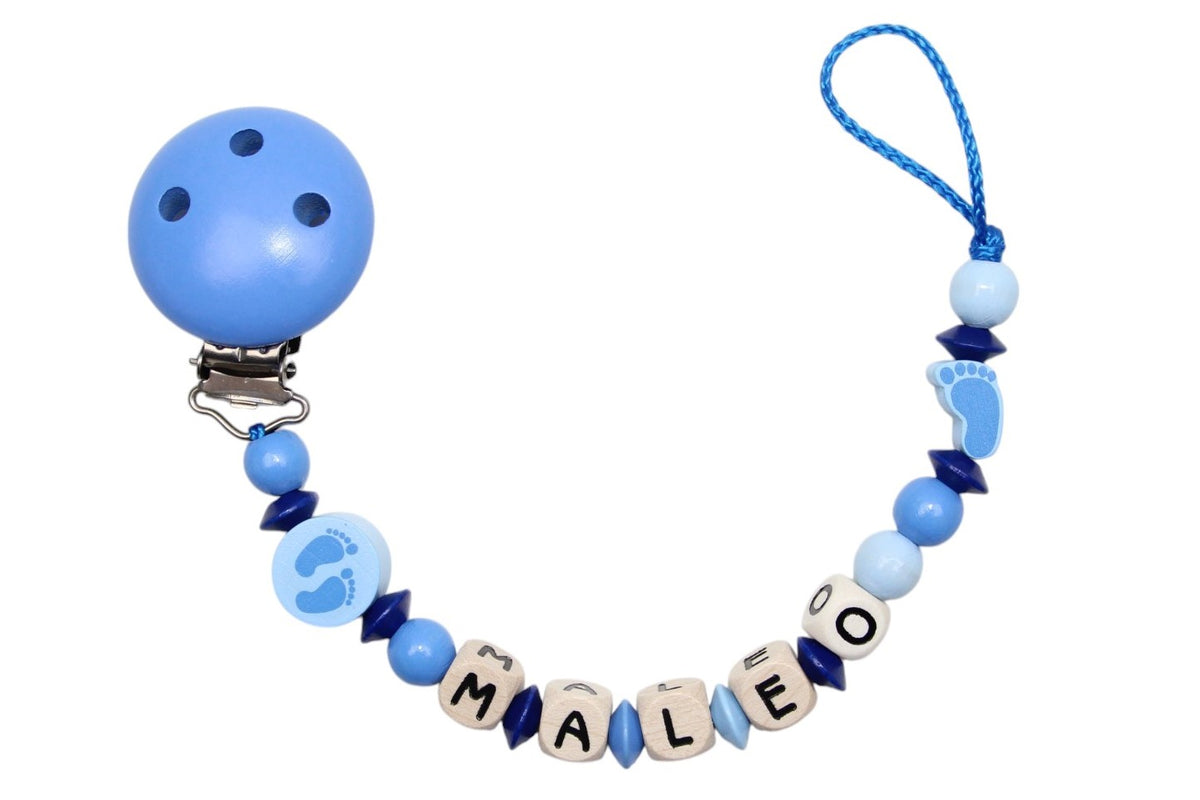 Nuggikette mit Name Füsschen blau