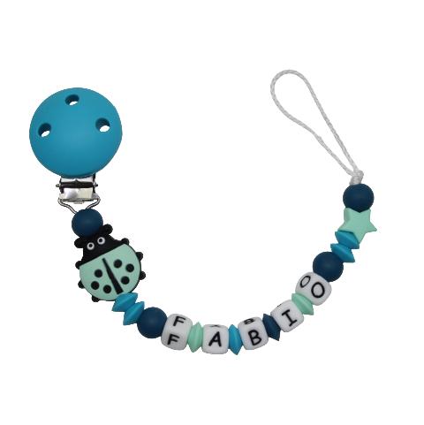 Nuggikette Silicone avec nom Beetle Mint: Scubablau