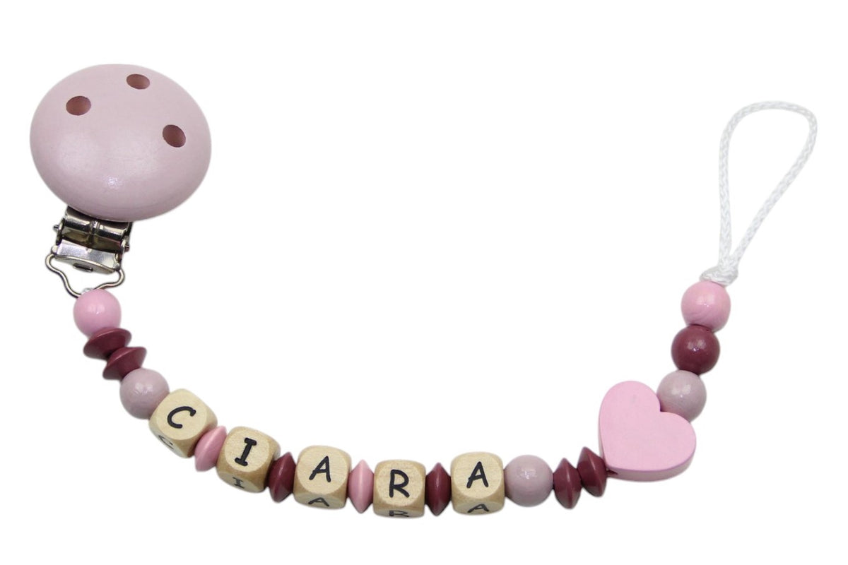 Nuggikette mit Name herz rosebraun:pastellrosa