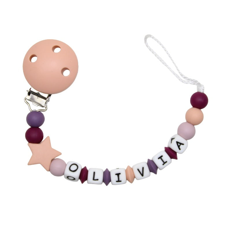 Nuggikette Silicone avec nom Star Peach: Grape