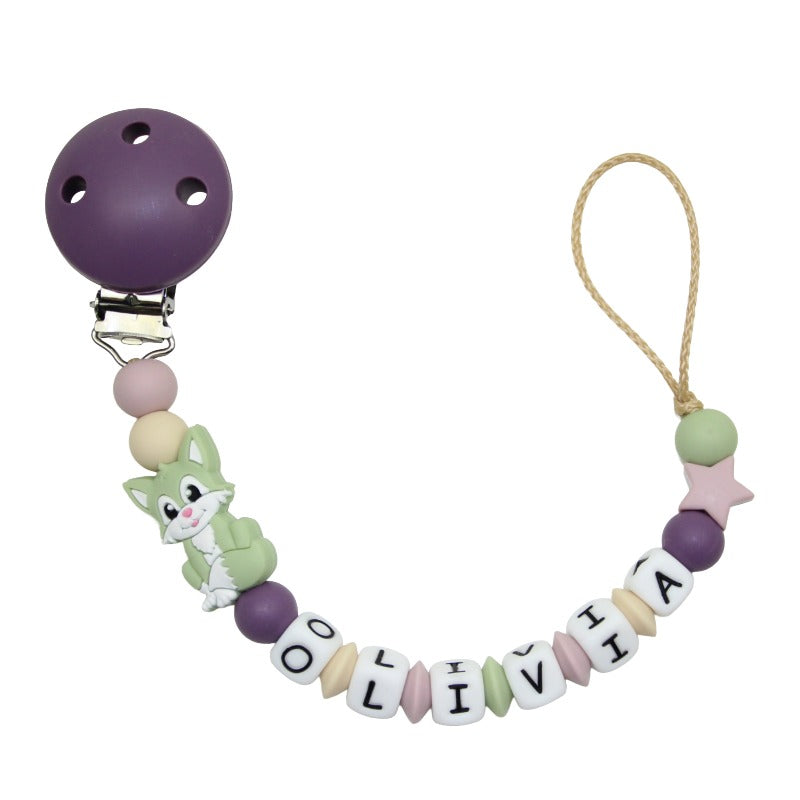 Nuggikette Silicone avec nom Fuchs Linden Green: Grape
