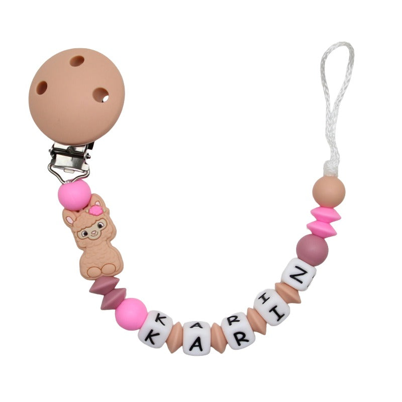 Nuggikette Silicone avec nom Lama Peach: Blush