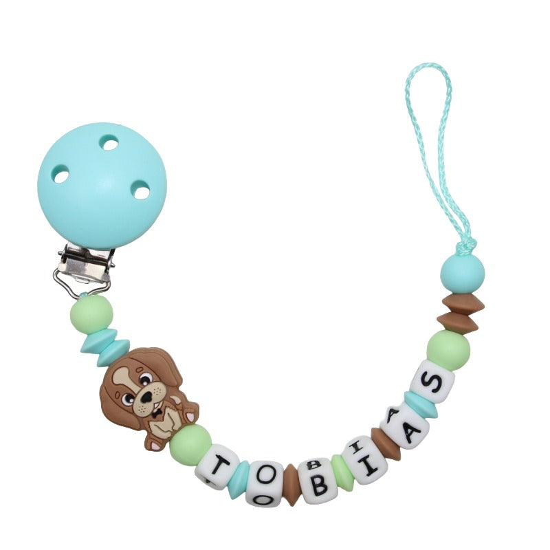 Nuggikette Silicone avec nom Dog Aqua: Camel