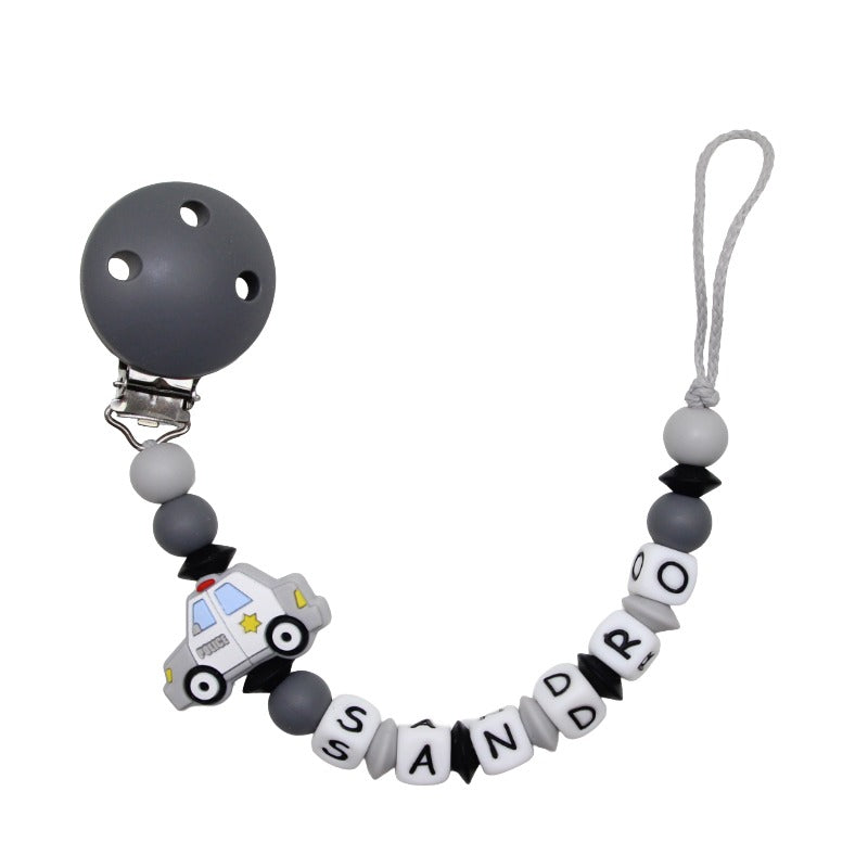 Nuggikette Silicone avec nom de police voiture gris