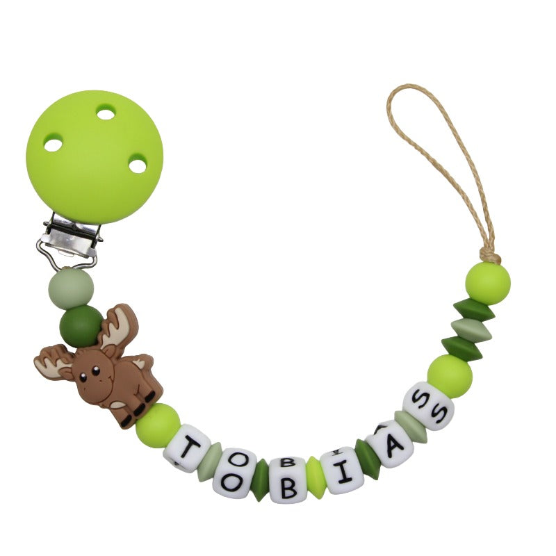 Nuggikette Silicone avec nom Moose Lemon: Green de l'armée