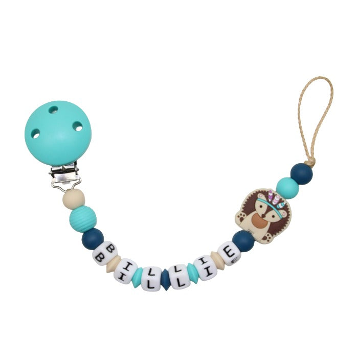Silicone pacifier chain with name star beads grape:pink