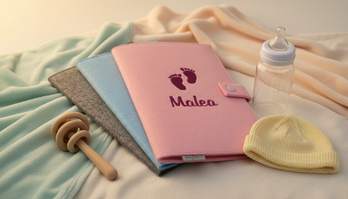 Couverture du livre de santé avec motif et nom