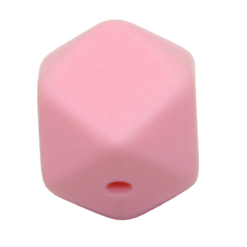 Bastelperle aus SIlikon in Hexagonform in pastellrosa