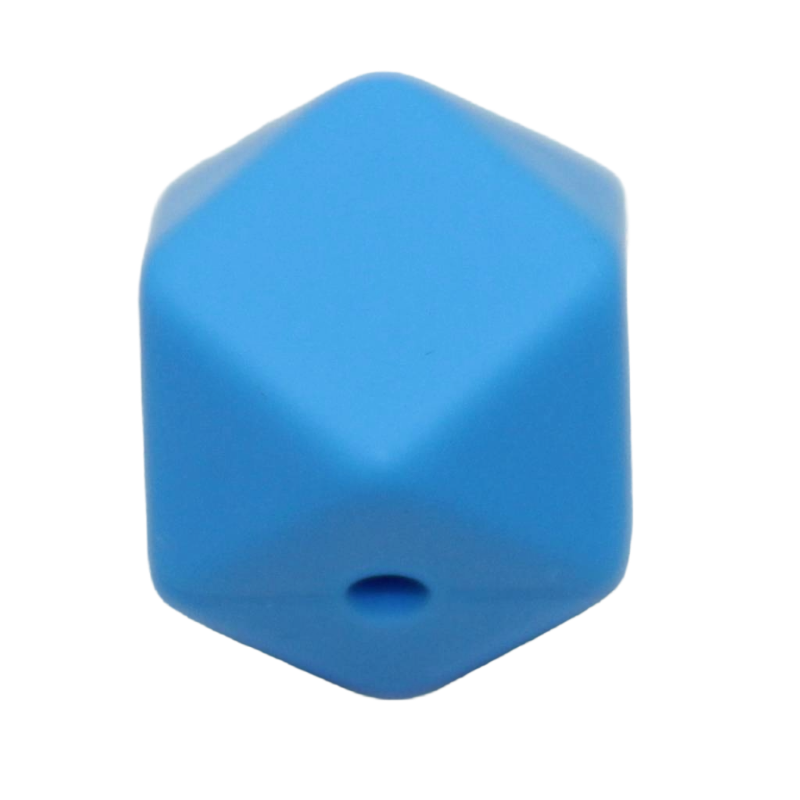 Bastelperle aus SIlikon in Hexagonform in hellblau