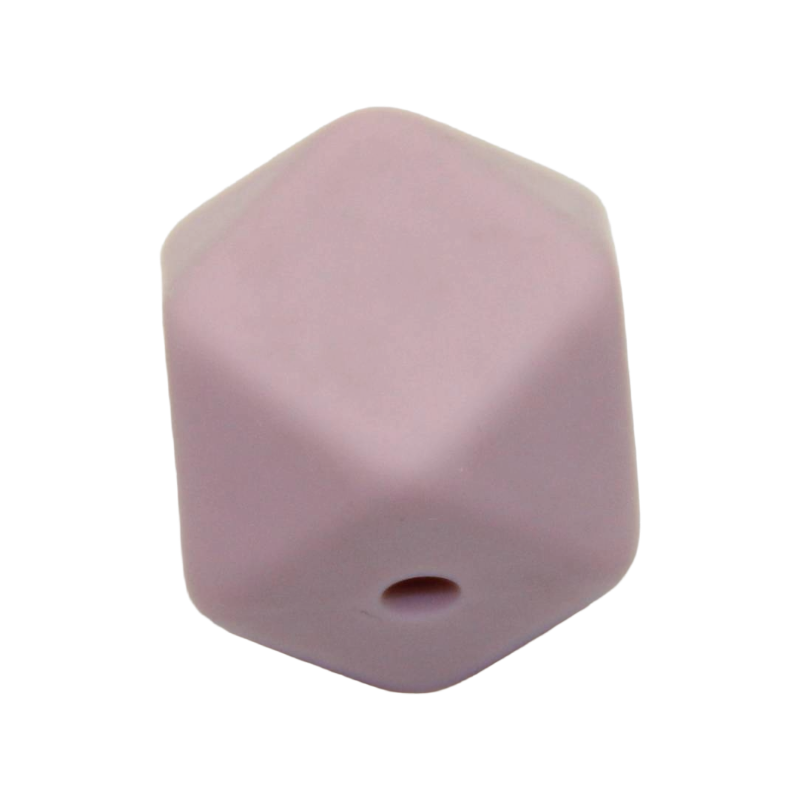 Perle artisanale en silicone en forme d'hexagone en marron rose
