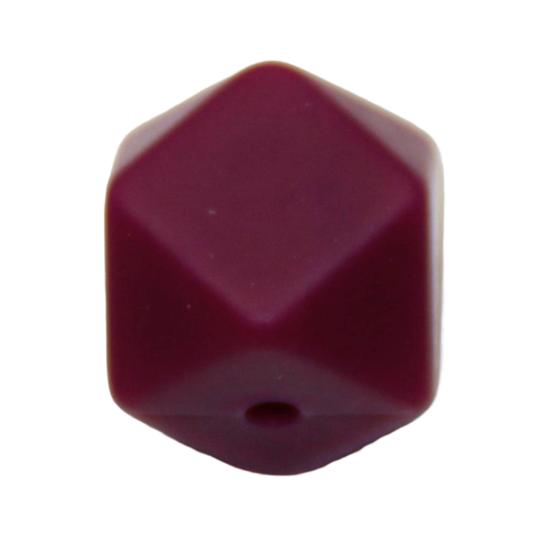 Bastelperle aus SIlikon in Hexagonform in rotwein