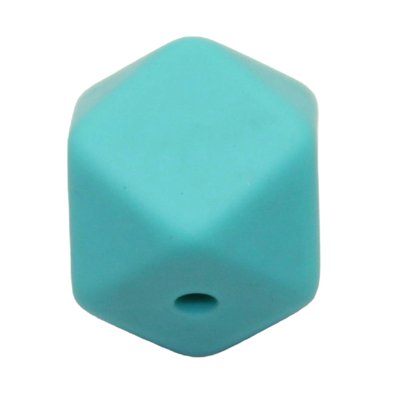 Bastelperle aus SIlikon in Hexagonform in türkis
