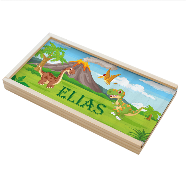 Stiftebox Holz Dinosaurier