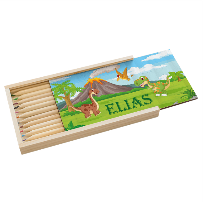 Stiftebox Holz Dinosaurier