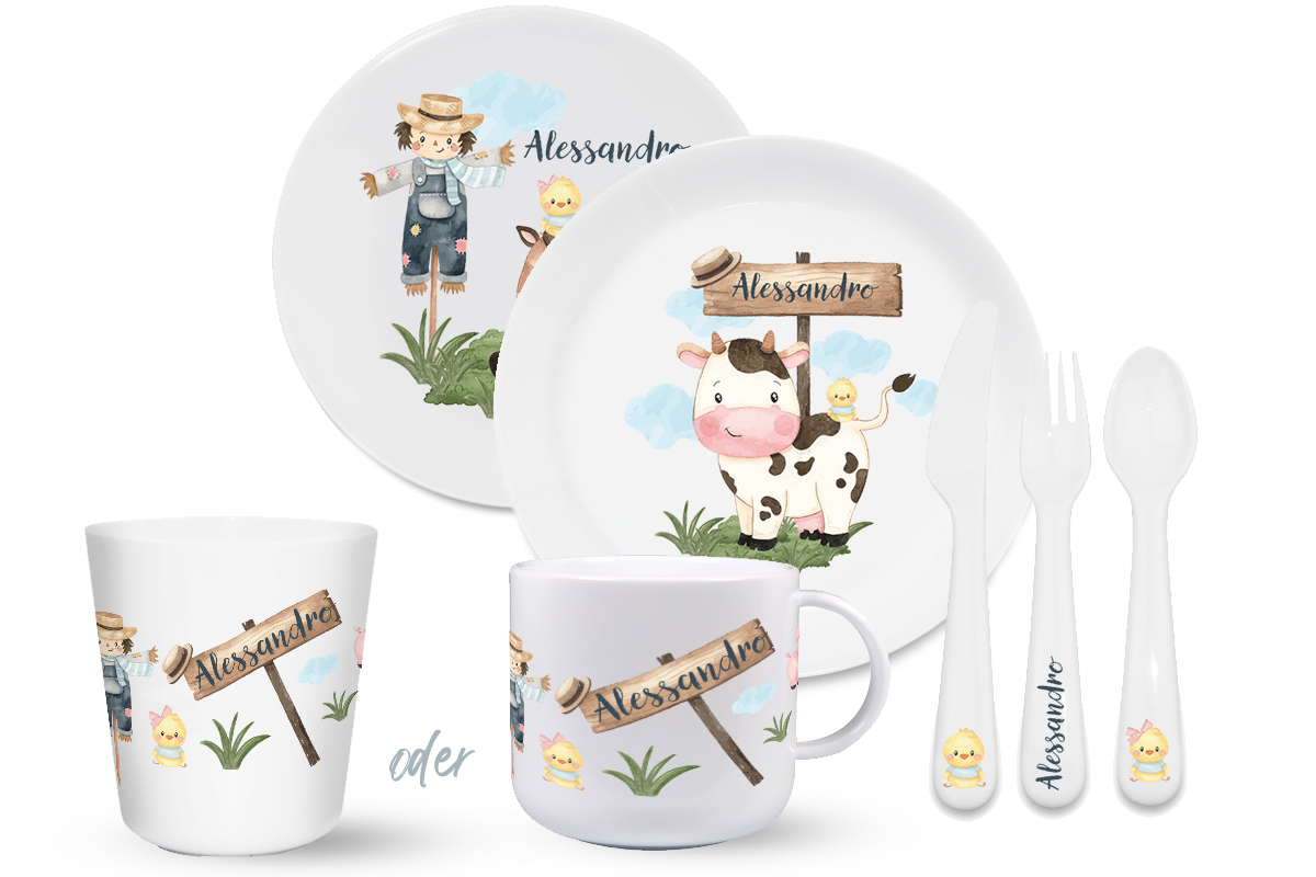 Dishwear Set Farm Animals