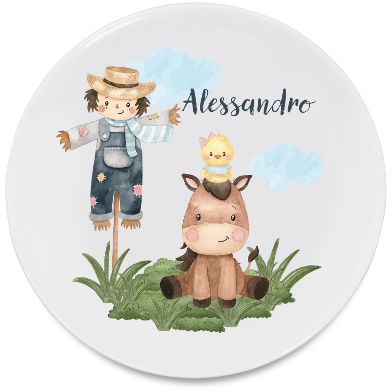 Assiettes à la ferme plate