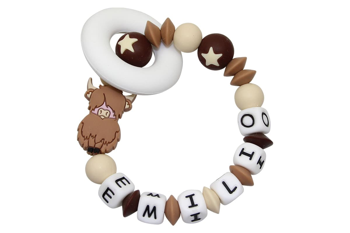 Highland cow bite teether camel:beige