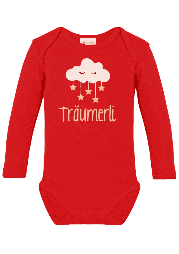 Langarm-Body bedruckt mit Name und Wolke