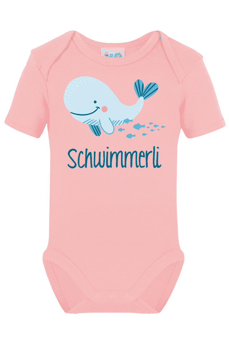 Kurzarm-Body bedruckt mit Name und Walfisch