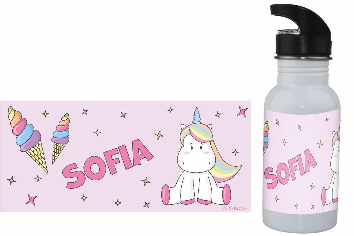 Bouteille de boisson licorne rose