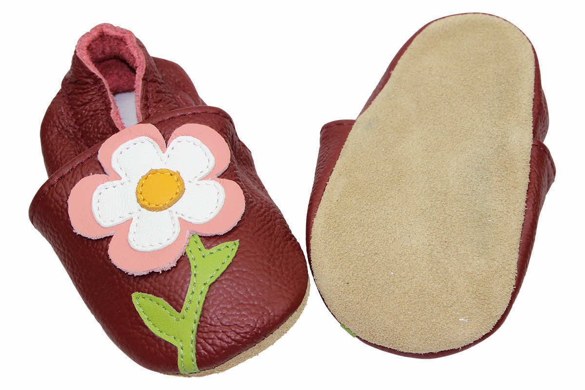 Infect de cuir 0-6 Mt. Fleurs rouge foncé