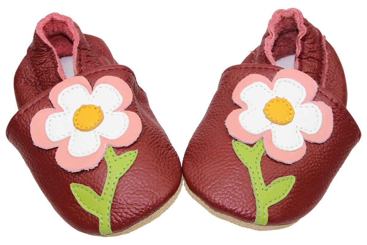 Infect de cuir 0-6 Mt. Fleurs rouge foncé