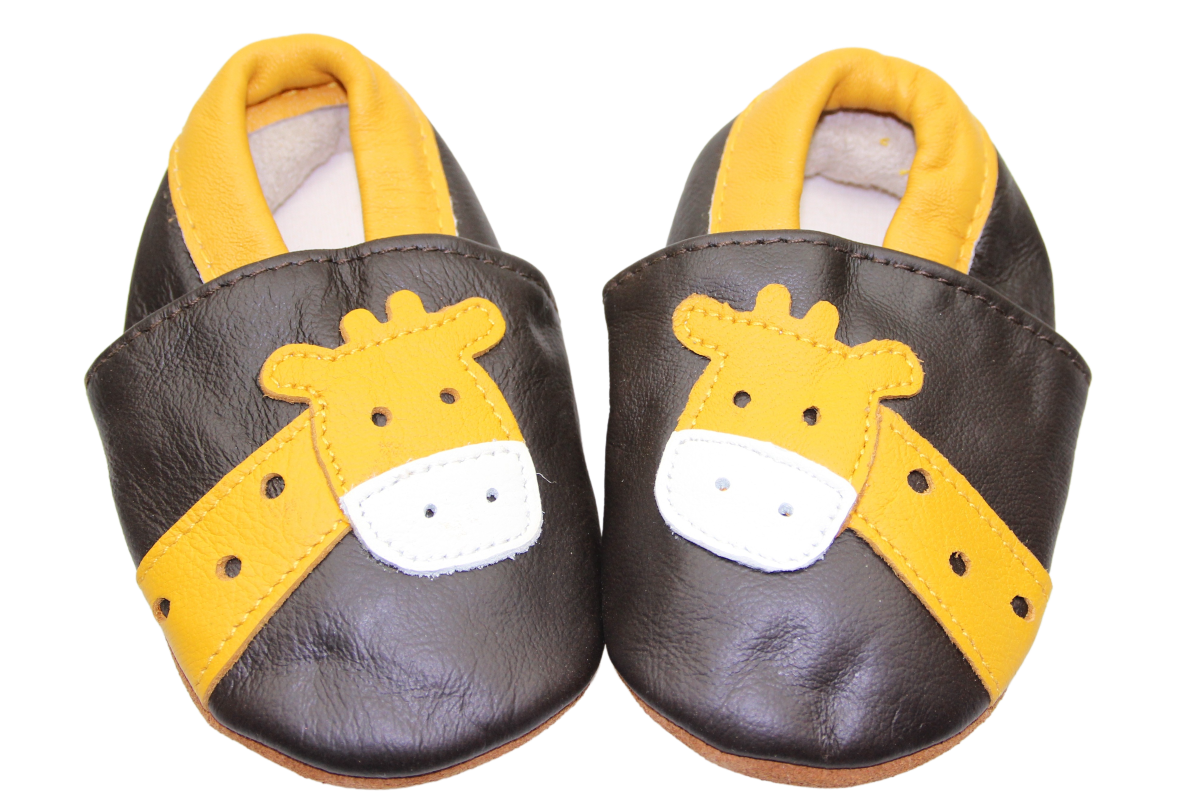 Leather finkli 0-6 mt. giraffe dark brown